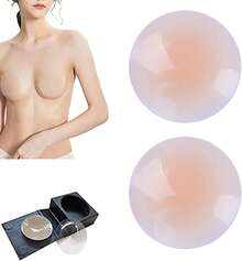 Invisible Lifting Upright Breathable Comfortable Nipples, Adhesive Silicone Nipple Pasties, Seamless Cake Cover (Champagne,10cm/3.74in) - Champagne - 查看 8