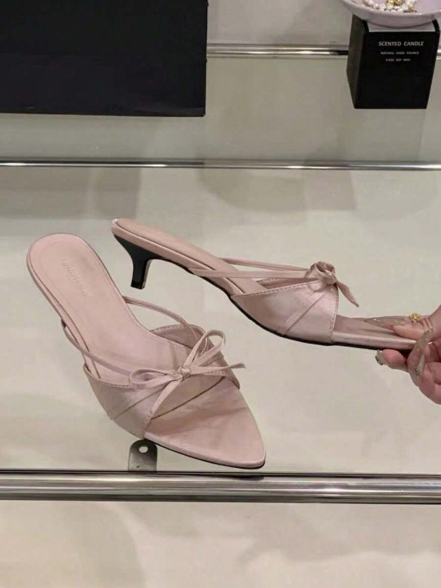 2025 New Soft Bottom Sexy French Style Slipper For Women, Thin Heel Outdoor Wear, Summer Fairy Style High Heel Sandals, - Pink - View 1