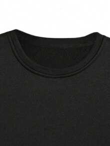 Crew Neck Sweatshirt With Minimalist New York Print, Basic And Modern, New Release. - 黑色圓領衫 紐約 - 查看 3