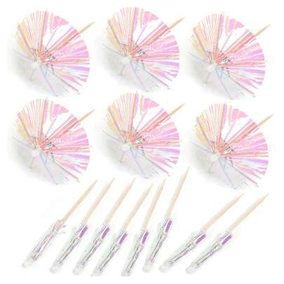 10/30/50 piezas Paraguas de papel mini, paraguas para bebidas, selección de colores mixtos, palitos de fruta, paraguas de papel con palillos de madera para decorar cupcakes de limón, decoraciones de fiesta con paraguas, decoración de cumpleaños, para uso en exteriores, camping