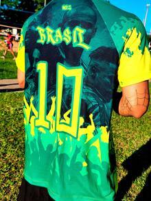 Brazil World Cup Personalized Dryfit Men's Football Jersey With Exclusive Retro Urban Prints - MOD 9 - 查看 4