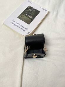 Bolso bandolera de cadena sólida con estampado de mini cocodrilo - Negro - Ver 11