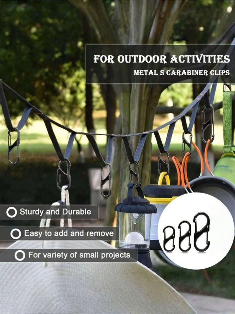 Mosquetón en forma de S con doble resorte, gancho rápido para exteriores, llavero, DIY, camping, hebilla para mochila - Multicolor - Ver 1