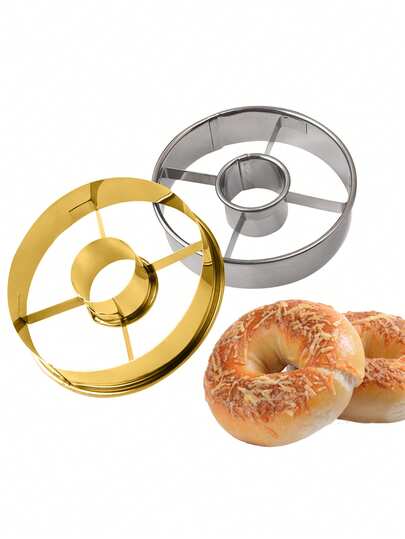 Khuôn cắt bánh donut bằng thép không gỉ (1 cái/2 cái), đường kính 3,85 inch, có hai lựa chọn màu vàng và bạc, dụng cụ làm bánh chuyên nghiệp, thích hợp để chiên và nướng, dùng để làm bánh donut, bánh mì tròn, bánh quy và bánh muffin hoàn hảo, cần thiết cho các bữa tiệc, tiệc trà chiều, bữa sáng, dụng cụ làm bánh, quà tặng đồ dùng nhà bếp phong cách Ins