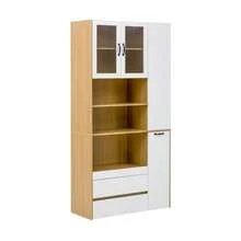 Tall Sideboard With Adjustable Shelves And Drawers, Sideboard With Removable Shelves And Fluted Glass, Ideal For Dining Room, Living Room And Kitchen (White+Natural) - Camel - View 8