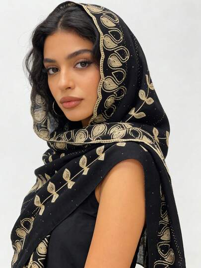 1 chiếc khăn choàng dài kiểu Bohemian thêu đính đá lấp lánh, khăn choàng thời trang đa năng dành cho kỳ nghỉ.