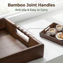 1pc Large Rectangular Wooden Multipurpose Tray, Suitable For Serving Food In Restaurants, Holding Tea/Coffee In Living Room, Organizing Jewelry In Bedroom, Ideal For Homestay/Hotel Decor. Sturdy Double Handle Design, Slip-Resistant, Fits Various Home Styles, Great For Home Organization Enthusiasts, Hotel/Homestay Owners, Afternoon Tea Lovers. - Multicolor - View 4