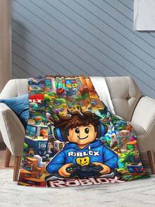 R Robloxs Game Throw Blanket Warm Blankets Breathable Air Conditioner Blanket For Car Classic Outdoor Blankets For Picnic For All Season - Black - View 5