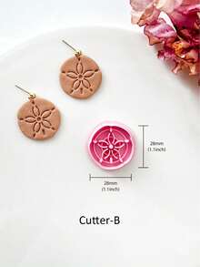 1/2/9件套可爱海洋动物造型软陶切割器，夏季可爱耳环切割器，适用于软陶首饰制作，DIY耳环项链陶艺工具，软陶首饰制作套装，软陶耳环模具，PLA材质 - 粉色 - 查看 15