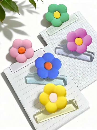 Colorful 3D Flower Shaped Clips, Cute Multi-Color Long Tail Clips, Photo/Note Clips, Creative File Clips, Suitable For Home, School, Office