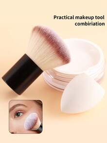 ronshadow Bộ cọ trang điểm: 1 cọ phấn phủ cỡ lớn mềm mại + 1 bông mút trang điểm hình giọt nước, cọ đầu tròn vát chuyên nghiệp dùng để tán phấn toàn mặt, cọ má hồng đa năng, bộ dụng cụ trang điểm cơ bản. - Nhiều màu - Xem 3