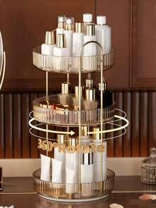 Giá đựng mỹ phẩm xoay 360°, giá đựng đồ chăm sóc da xoay 360°, giá đựng đồ dùng phòng tắm, giá đựng mỹ phẩm nhiều tầng có thể điều chỉnh, thích hợp cho bàn trang điểm và phòng tắm, màu vàng. - Rượu sâm banh - Xem 2