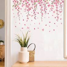 1pc Hanging Cherry Blossom Petal Wall Sticker, Spring Floral Cluster Combination, Self-Adhesive Easy To Apply, Romantic Healing Atmosphere Wall Decor - Multicolor - View 2