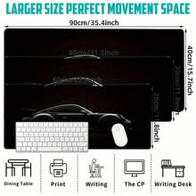 1 Pc Large Matte Black Sports Car Theme Gaming Mouse Pad - Non-Slip Rubber Base And Smooth Surface, Rectangular Computer Keyboard Mouse Mat Suitable For PC, Laptop, Office, Home Office Desk Accessories Desk Accessories Office Supplies Office Accessories Desk Mat Mousepad Study Table Mouse Pad For Desk Desk Decor - Matte Black Sports Car Theme - View 13