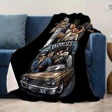 Homies Retro Street Creative Pattern Print Plush Throw Blanket, Warm And Comfortable, Suitable For Beds And Sofas Can Also Be Given As A Gift - 白色 - 查看 5