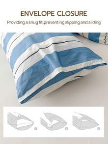 1PC 100% Pure Cotton Pillowcase, Washed Cotton Pillowcase, Natural Texture, Natural Touch, Envelope Style Pillowcase, Bedroom Bedding Dorm Decor, Simple Plaid Stripe Pattern - Multicolor - View 6