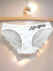 1pc Customized White Ladies Panties, Customized Bridal Lingerie Sexy Bridal Party Gift "Madam" Seamless Panties, Suitable For Valentine's Day - Multicolor - View 4