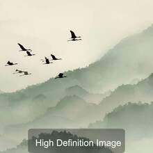 1/3件套 带框/不带框 绿山飞鹤 帆布海报 日本抽象风景墙画 侘寂装饰 复古画 适用于客厅、卧室、现代家居装饰 - Poster - 查看 5