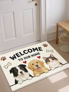 DAJIANG 1 pieza Alfombra de entrada/felpudo para cocina y baño con diseño de perro de dibujos animados colorido y lindo, lavable, antideslizante, para interior y exterior, adecuado para días festivos - Hogar de mascotas - Ver 1