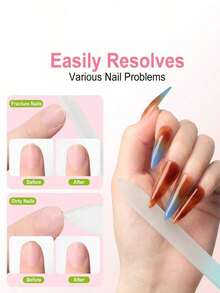 5pcs/1pc Glass Nail File Professional Manicure Tool For Natural Nails, Gradient Color Polishing And Care, Suitable For Salon Gifts (Macaron Color) - Multicolor - View 6