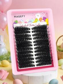 MAANGE 216 piezas 80D Extensión de pestañas manual 9-16mm Mezcla de pestañas individuales naturales y suaves, adecuadas para maquillaje diario y efecto de volumen rizado de pestañas de dibujos animados, pestañas postizas, pestañas agrupadas, pelo rizado, regalos de Pascua, regalos para mujeres en Pascua - D - Ver 2
