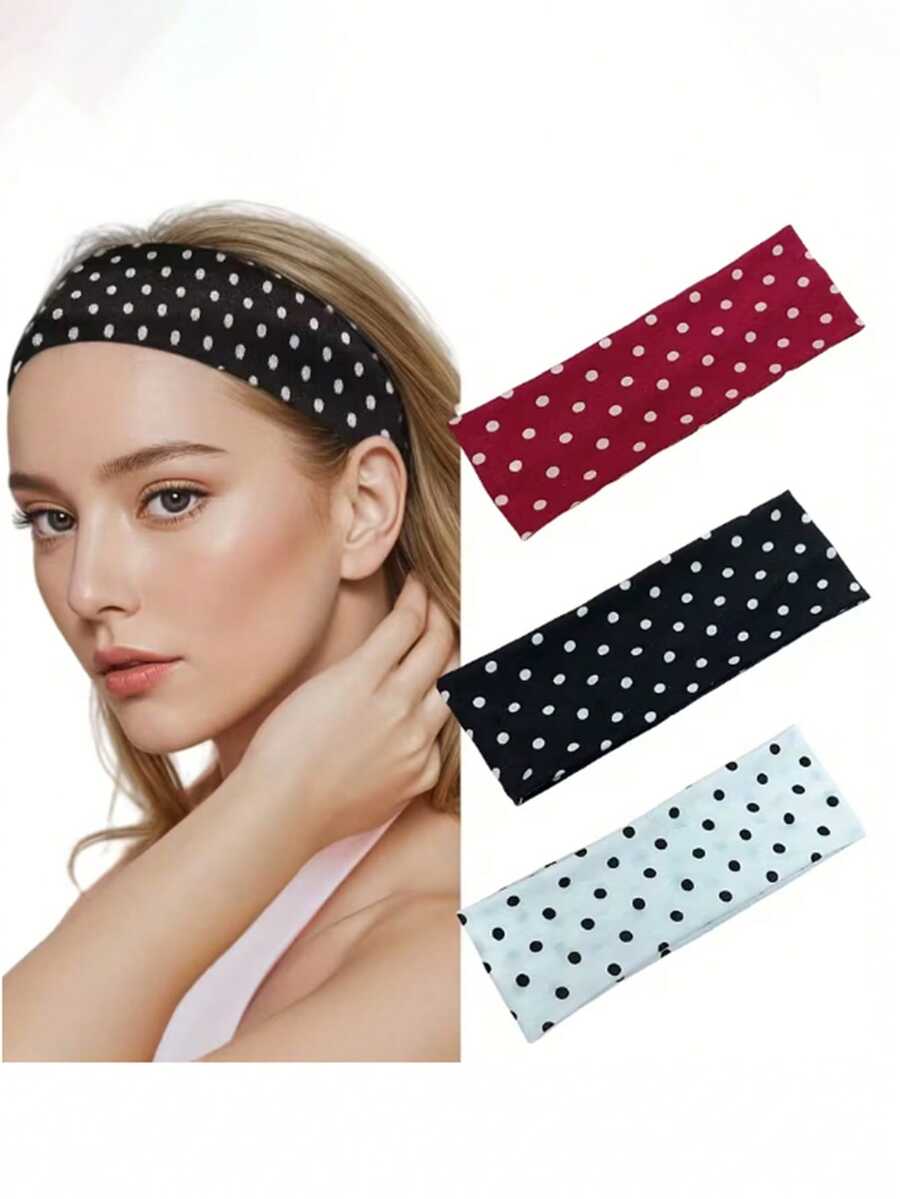 1/4 chiếc Băng đô co giãn in họa tiết chấm bi cổ điển, đa năng cho sinh hoạt hàng ngày, tập yoga, hoạt động ngoài trời, phụ kiện thời trang cho nữ, thích hợp cho mùa hè, đi biển, lễ hội, tiệc tùng.