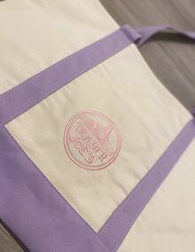 Trader Joe Large Tote Shopping Bag Cotton Canvas Embroidered Bag - 紫色 - 查看 7