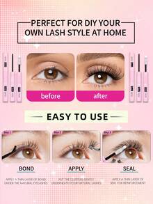 384/352pcs Curly Fluffy Single Cluster False Eyelashes Set, Suitable For Beginners, Dense Voluminous Detachable Lashes, Includes Eyelash Glue, Styling Liquid, Tweezers And Magnifying Glass, Soft Reusable 3D Stereoscopic False Eyelashes, Suitable For Daily, Travel, Party And Bridal Wedding DIY Eye Makeup - 黑色 - 查看 6