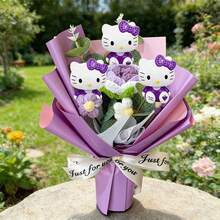 SANRIO 三丽鸥玫瑰花束，Hello Kitty钩针编织母亲节花束，Hello Kitty仿真玫瑰花束，仿真花装饰，浪漫情人节花束，婚礼伴娘礼物，毕业/返校装饰，户外道具 - 彩色 - 查看 5