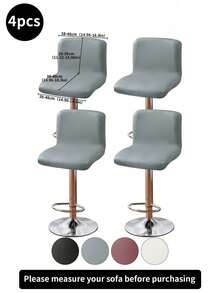 1pc Solid Color PU Low Back Chair Cover, High Elastic Low Back Chair Slipcover, Dust-Proof, Anti-Cat Scratch, Suitable For Home, Bar, Office, Black - Multicolor - View 20