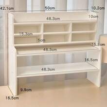 Student Dormitory Office Room Space, Desk Height, Multi-Layer Desk Shelves, Plastic Storage Rack For Stationery, Bookshelf - White - View 9
