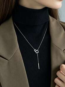 1 chiếc dây chuyền mặt dây dài thời trang dành cho nữ, tinh tế và phù hợp để đeo hàng ngày, món quà tuyệt vời. - Bạc - Xem 4