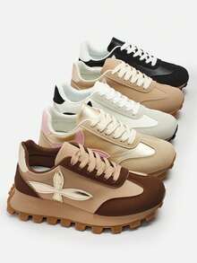 Hestia Women's Sports Sneakers With Thick Sole - Khaki - View 5