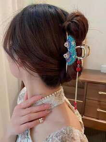 1 chiếc kẹp tóc tua rua hình hoa ngọc trai bằng kim loại - Nhiều màu - Xem 5