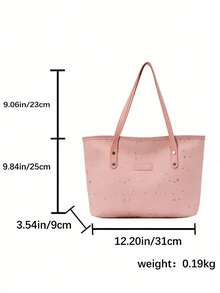 New Star Pattern Tote Bag, Nylon Fashion Large Capacity Shoulder Bag For Women - Pink - View 4