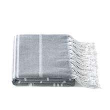 1/2 chiếc khăn tắm biển Thổ Nhĩ Kỳ cỡ lớn (100x180cm) - Khăn tắm sọc mật độ cao 380g, chống cát và nhanh khô, chăn du lịch nhỏ gọn cho kỳ nghỉ biển và bơi lội - sọc - Xem 12