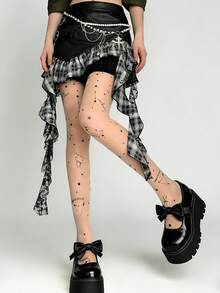 1 đôi quần tất nữ mùa xuân hè in hình chòm sao, chất liệu xuyên thấu phong cách Gothic Y2K, thích hợp cho tiệc tùng, câu lạc bộ và mặc hàng ngày. - Nhiều màu - Xem 10