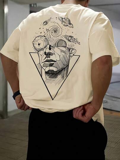 Camiseta de manga corta para hombre de verano, 100% poliéster, estilo versátil, ajuste amplio, peso 180 gramos, 1 pieza