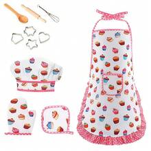 Kids Pretend Play Kitchen Toy Apron & Baking Tool Set - Mini Restaurant Apron, Role-Playing, Birthday Party Theme, Holiday Gift - 彩色 - 查看 1