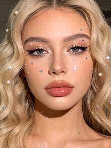 STARTTOOS 2pcs Multi-Bead 3D Shiny Pentagram Rhinestone Pearl Face Gems, DIY For Music Festival, Carnival, Valentine's Day, Y2K Party, Masquerade Ball, Face/Nail Glitter Jewels - White - View 3