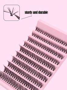200根貂毛假睫毛簇 - D型卷翘，自然柔和妆效，可重复使用DIY睫毛簇套装，睫毛簇，单根睫毛，假睫毛 - D - 查看 2