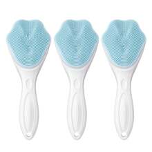 3pcs Silicone Face Scrubber Exfoliating Brush, Manual Handheld Facial Cleansing And Blackhead Scrubber, Soft Bristles Waterproof For Face Skincare (Blue) - 3pcs 藍色 - 查看 1