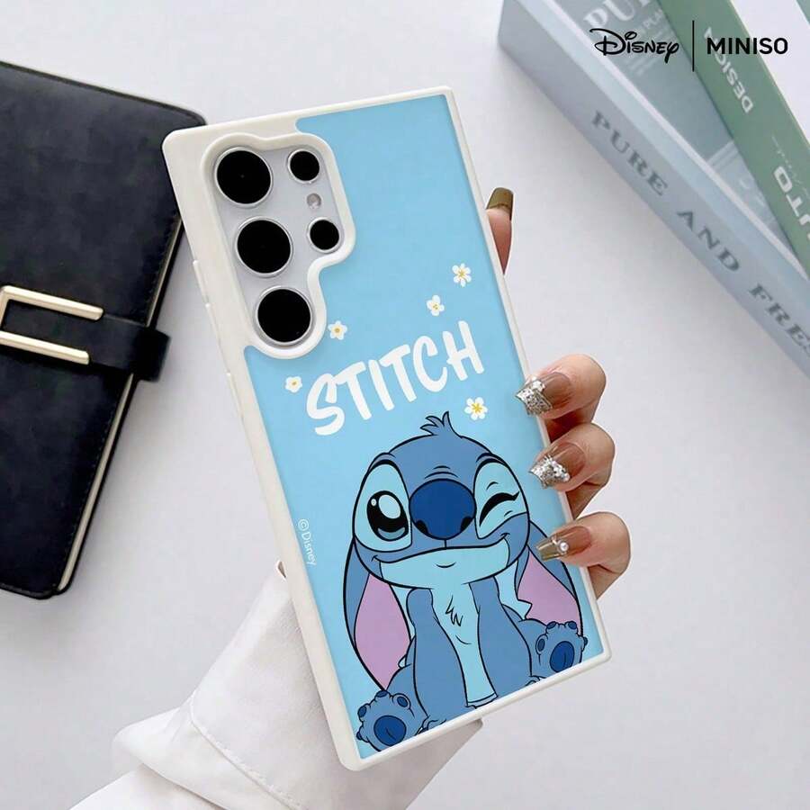 Miniso Ốp lưng điện thoại từ tính trong suốt màu xanh dương hình Stitch của Disney, họa tiết chữ "STITCH", tương thích với Samsung S26 Ultra/S26 Edge/S26 Plus/S26/S25 Ultra/S25 Plus/S25/S25FE/S25Edge/S24Ultra/S24Plus/S24/S24FE/S23FE/S23Ultra/S23Plus/S23/S22Ultra/S22Plus/S22/A15/A16/A17/A35/A36//A54/A55/A56/ Quà tặng Giáng sinh cho bạn gái - trắng - Xem 1