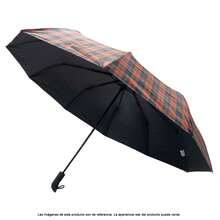 Paraguas Elegante Cuadros Vintage ☔ Compacto y Automático - Cuadro Rojo - Ver 6