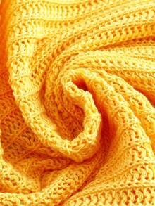 女士休闲开衫，简约性感派对针织撞色上衣，适合日常穿着，春夏秋季度假皆宜 - 黃色 - 查看 7