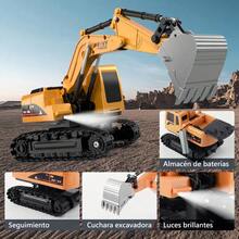 Flydog Excavadora Control Remoto 2 en 1 Cargadora 1:20 Luz y Sonido Recargable - Mostaza Amarilla - Ver 2