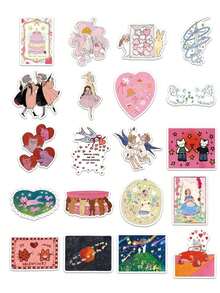 50pcs Cartoon Fantasy Dream Stickers, Cute Retro Aesthetic Sticker Set, Retro Watercolor Fashion Ins Stickers, Scrapbooking Stickers, Waterproof Vinyl Stickers, Bulk, Suitable For Water Bottles, Skateboards, Luggage, Laptops, Bumpers, Theme Party Supplies - 多色的 - 查看 4