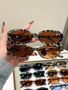 10pcs/Set Women's Plastic Multicolor Cat Eye Full Frame Tinted Lens Casual Glasses, Suitable For Daily Life, Vacation, Outdoor Activities - 10 chiếc màu đen sâm panh, cà phê, họa tiết da báo xanh dương. - Xem 3