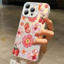 A Stylish Phone Case Does Not Include A Lanyard Or Stand. This Strawberry And Hibiscus Floral Design Phone Case Is Compatible With IPhone 11, 12, 13, 14, 15, 16, 17, Pro Max, X, XS, And XS Max. It's A Cute And Fashionable Vintage-Style Silicone Case With A Protective Cover. You Can Get It For Yourself Or Your Friends. - 銀色 - 查看 2