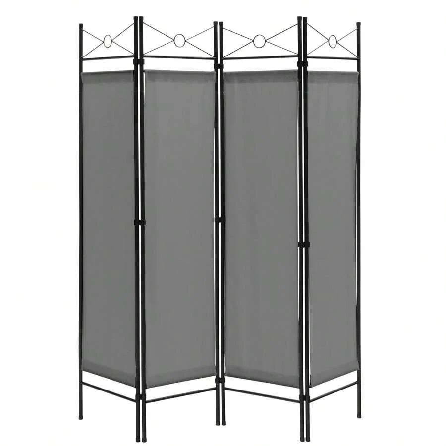 4 Panel Folding Room Divider, Movable Privacy Screen Partition For Living Room Bedroom Office - Grey - View 1